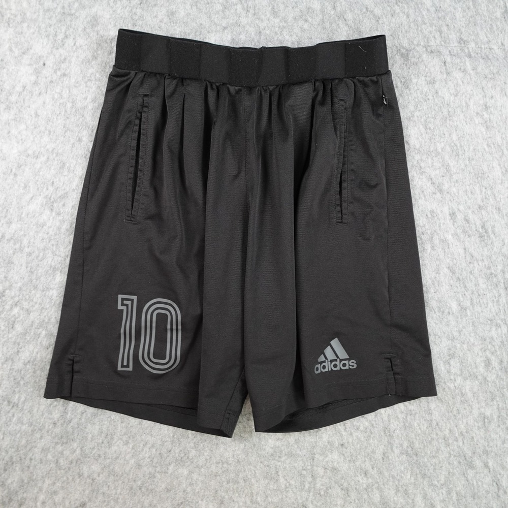 Adidas Shorts Mens Medium Black Climalite Tango 10 Graphic Athletic BQ7574
